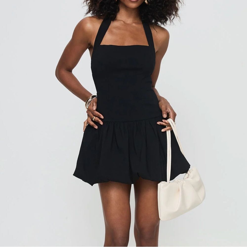 PRINCESS POLLY - Gigli Bubble Hem Mini Dress Black